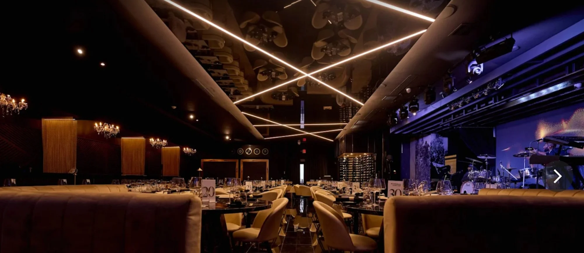 LED ceiling lighting at Lo D'Alex Miami luxury restaurant on Calle 8