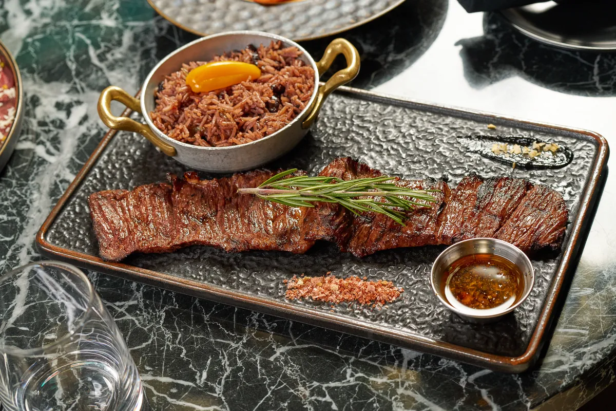 Churrasco a la Parrilla — grilled Argentinian-style skirt steak with chimichurri at Lo D'Alex Miami