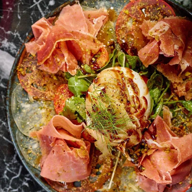 Burrata with prosciutto — Lo D'Alex Miami
